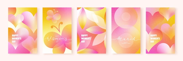 Conjunto de plantillas para el Día Internacional de la Mujer el 8 de marzo Número 8 en fondo gradiente