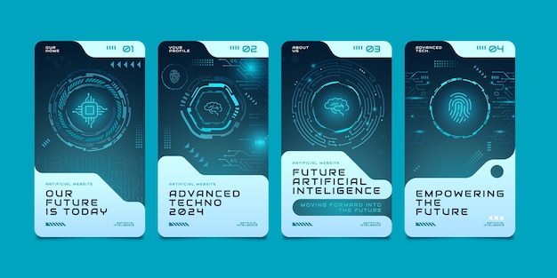 Conjunto de plantillas de diseño de aplicaciones de IA realistas