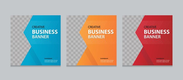 Conjunto de plantillas de diseño de banners web de negocios cuadrados editables