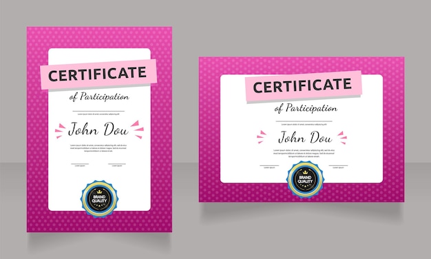 Conjunto de plantillas de diseño de certificados de participación