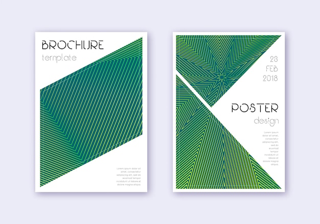 Conjunto de plantillas de diseño de cubierta triangular Resumen verde