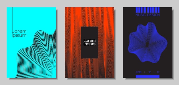 Conjunto de plantillas de diseño de cubiertas de ondas