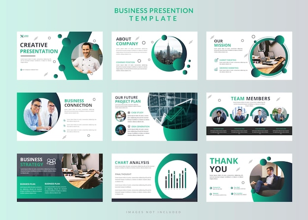 Conjunto de plantillas de diseño de diapositivas de presentación de powerpoint editable de negocios modernos de inicio