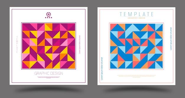 Un conjunto de plantillas de diseño de folletos o folletos de portada La idea de un estilo geométrico individual de decoración de interiores y diseño creativo Una variante de la identidad corporativa corporativa