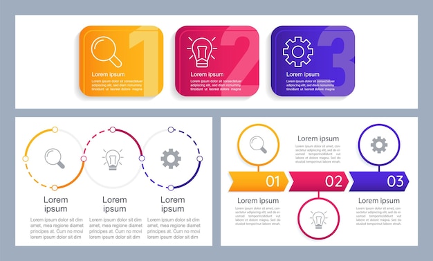 Conjunto de plantillas de diseño de gráfico infográfico de investigación