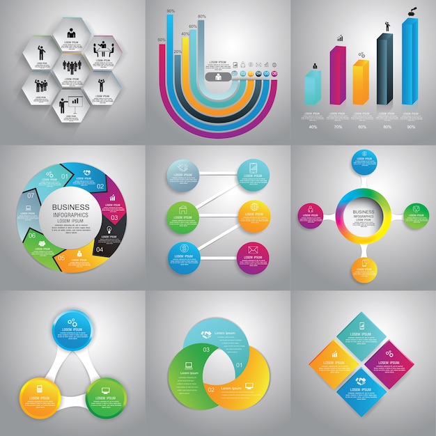 Vector conjunto de plantillas de diseño de infografías