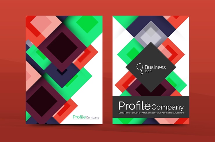 Vector conjunto de plantillas de diseño de informes anuales comerciales de páginas de tamaño a4 delanteras y traseras