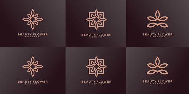 Conjunto de plantillas de diseño de logo de cosmética natural