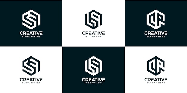 Conjunto de plantillas de diseño de logotipo de alfabeto abstracto monograma