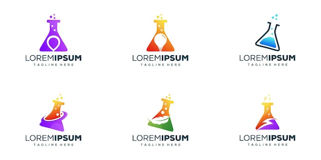 Conjunto de plantillas de diseño de logotipo degradado de laboratorio