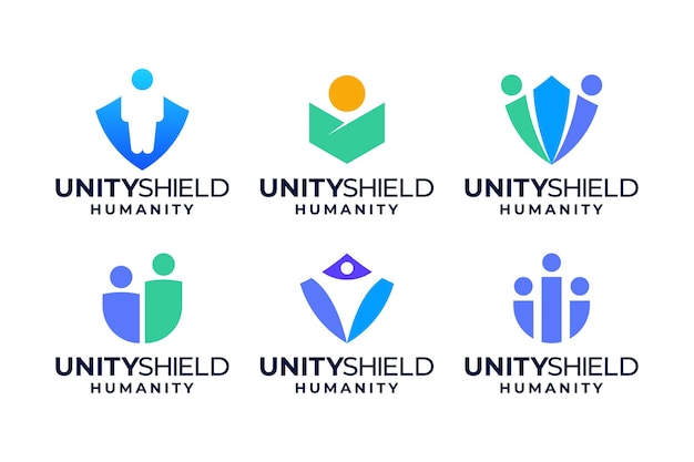 Conjunto de plantillas de diseño del logotipo del escudo de unidad