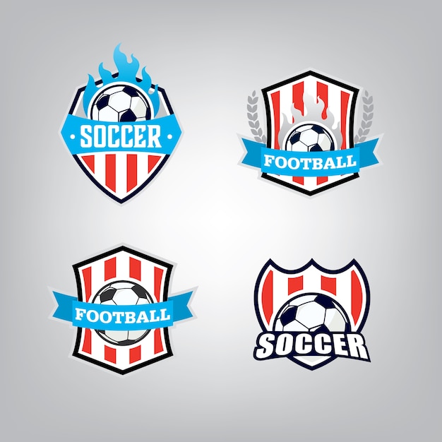 Vector conjunto de plantillas de diseño de logotipo de fútbol.