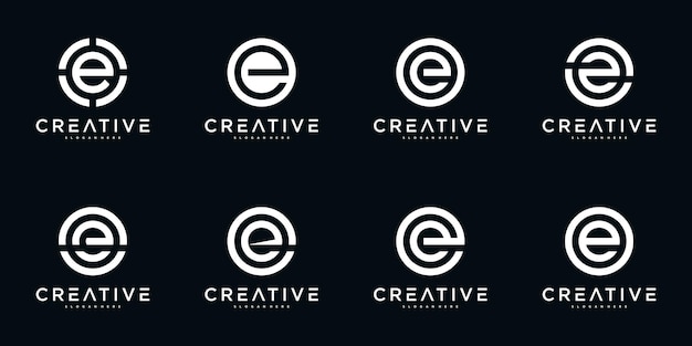 Conjunto de plantillas de diseño de logotipo de la letra E abstracta Premium Vector