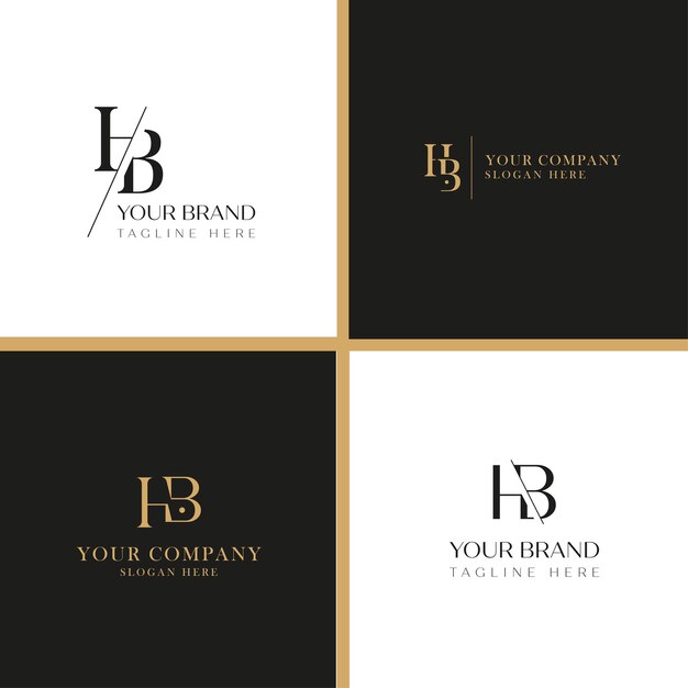 conjunto de plantillas de diseño de logotipo de letra hb moderno y minimalista