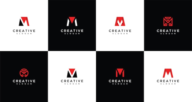 Conjunto de plantillas de diseño de logotipo de letra monograma m creativo los logotipos se pueden utilizar para construir una empresa