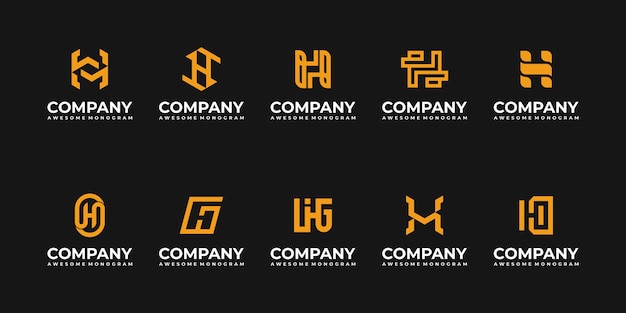 Conjunto de plantillas de diseño de logotipo de monograma de letra inicial H