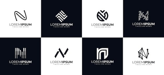 Conjunto de plantillas de diseño de logotipo de monograma de letra inicial n