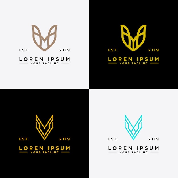 Conjunto de plantillas Diseño de logotipo V Letra inicial