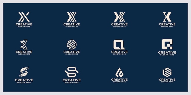 Conjunto de plantillas de diseño de logotipo de vector de letra az abstracta iconos de concepto de tipografía creativa