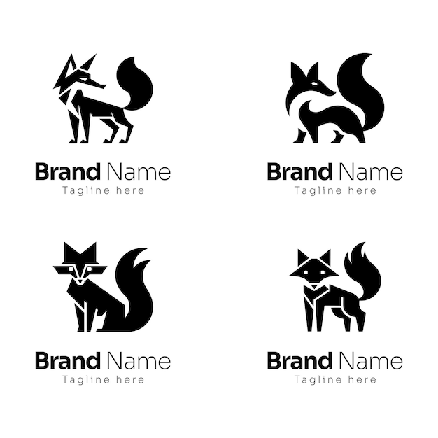 Conjunto de plantillas de diseño de logotipo de zorro Diseño de logotipo minimalista de ilustración vectorial