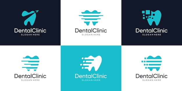 Conjunto de plantillas de diseño de logotipos de atención dental urgente