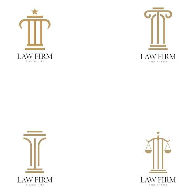 conjunto de plantillas de diseño de logotipos de bufetes de abogados icono vectorial