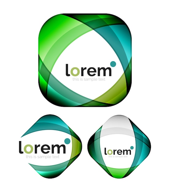 Conjunto de plantillas de diseño de logotipos de convergencia de formas geométricas