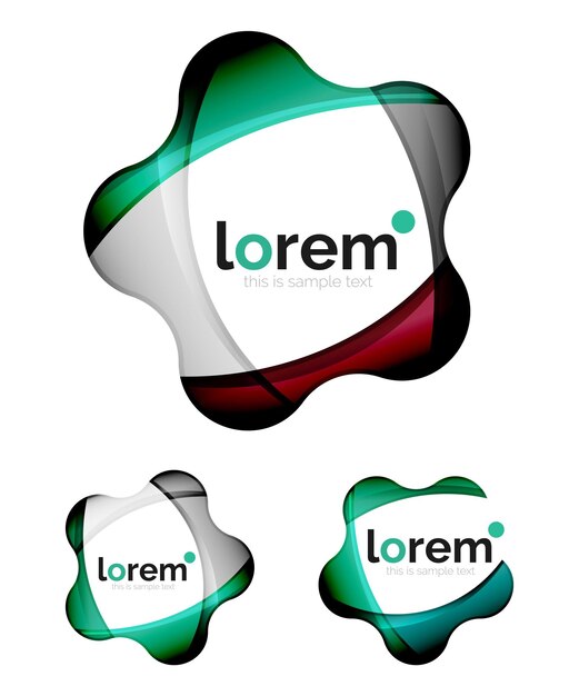 Vector conjunto de plantillas de diseño de logotipos de convergencia de formas geométricas