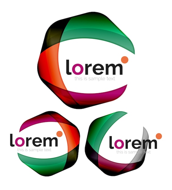 Conjunto de plantillas de diseño de logotipos de convergencia de formas geométricas