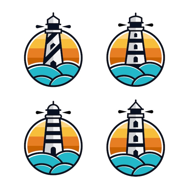 conjunto de plantillas de diseño de logotipos de faro