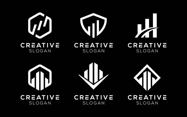 Conjunto de plantillas de diseño de logotipos de finanzas abstractas Diseño de finanzas modernas aisladas para finanzas y ganancias