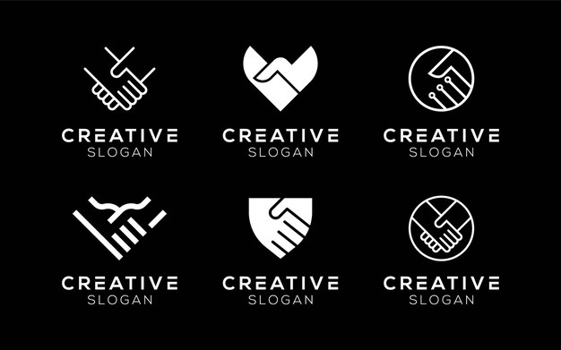 Conjunto de plantillas de diseño de logotipos Handshake Símbolos de Handshake modernos aislados para características y tecnología