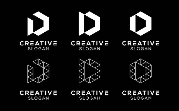 Conjunto de plantillas de diseño de logotipos de letra D Símbolos modernos de letra D aislados para marcas y tecnología