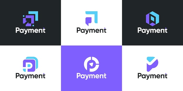 Conjunto de plantillas de diseño de logotipos de pago modernos y coloridos