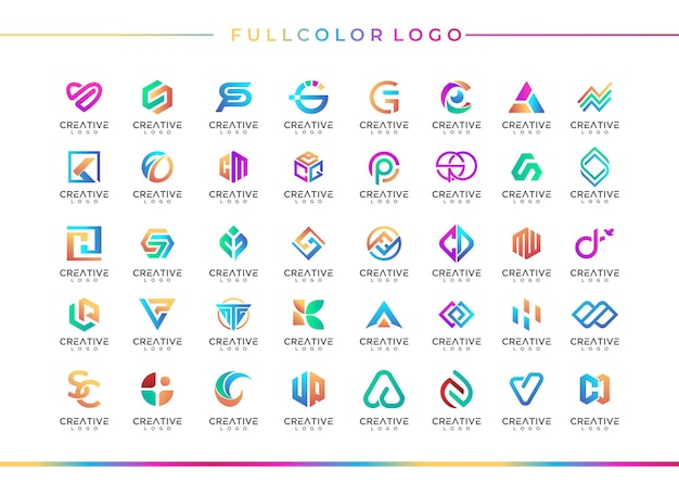 Conjunto de plantillas de diseño de logotipos Premium Vector a todo color