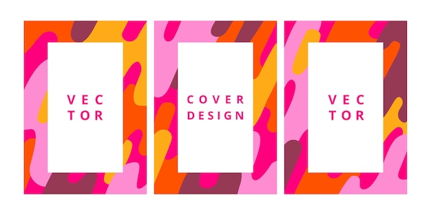 Conjunto de plantillas de diseño moderno con formas fluidas abstractas en color rosa brillante