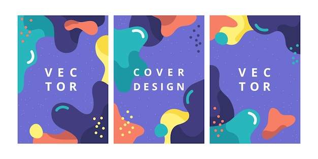 Vector conjunto de plantillas de diseño moderno con formas de onda abstractas en estilo memphis fondo fluido mínimo