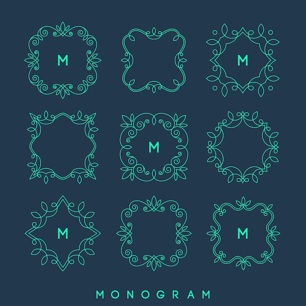 Conjunto de plantillas de diseño de monograma simple