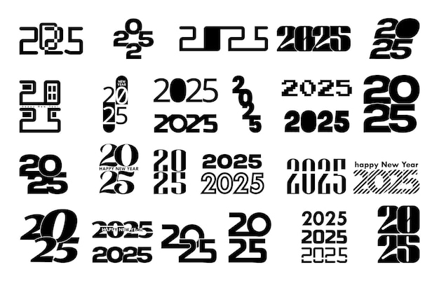 Conjunto de plantillas de diseño de números de 2025 para contenido de feliz año nuevo