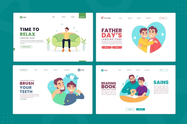 Conjunto de plantillas de diseño de páginas web para niños Conceptos de ilustración vectorial para el desarrollo de sitios web y sitios web móviles