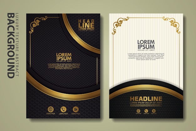 Conjunto de plantillas de diseño de portada con efecto de brillo de color y marco de elegancia en fondo texturizado