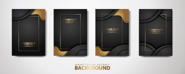 Conjunto de plantillas de diseño de portada con efecto de brillo Puntos realistas en fondo oscuro con textura