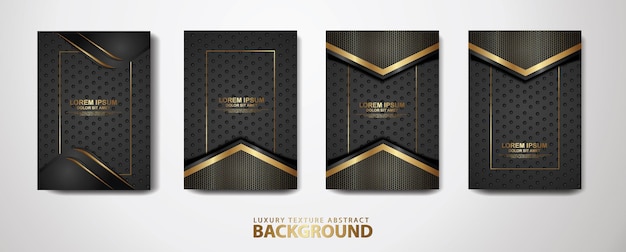 Conjunto de plantillas de diseño de portada con efecto de brillo Puntos realistas en fondo oscuro con textura