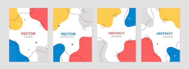 Vector conjunto de plantillas de diseño de portada geométrica colorida abstracta