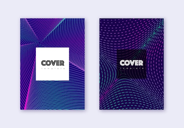 Conjunto de plantillas de diseño de portada hipster Neon abstract l
