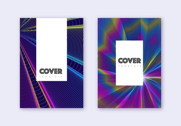 Conjunto de plantillas de diseño de portada hipster Rainbow abstrac