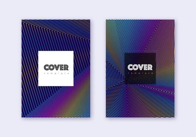 Conjunto de plantillas de diseño de portada hipster Rainbow abstrac
