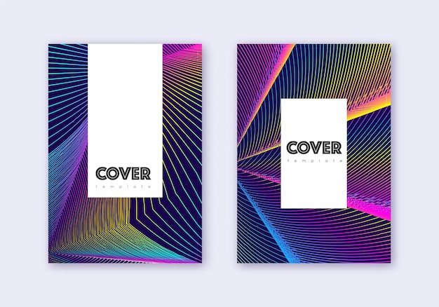 Conjunto de plantillas de diseño de portada hipster Rainbow abstrac