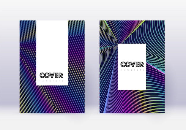 Conjunto de plantillas de diseño de portada hipster Rainbow abstrac