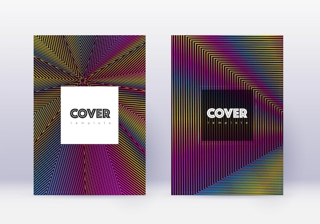 Conjunto de plantillas de diseño de portada hipster Rainbow abstrac
